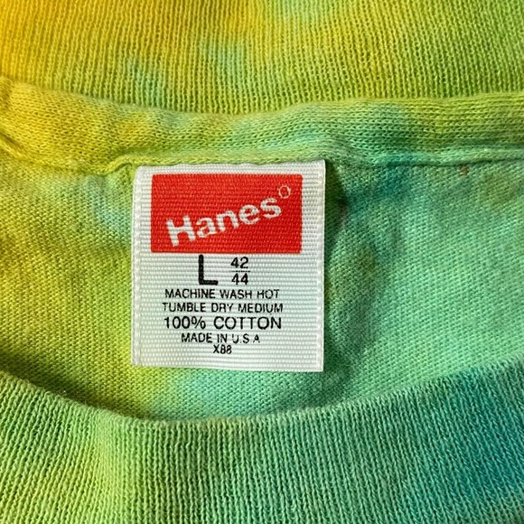 Jukes Pittsburgh T-Shirt L Turquoise Yellow Tie Dye Vtg Hanes Single Stitch READ - Picture 5 of 13